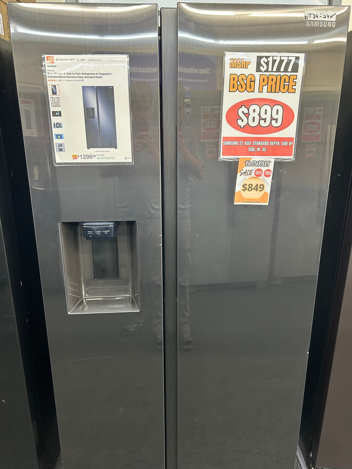 Samsung 27.04 CU.FT. Standard Depth. Side by Side in SS