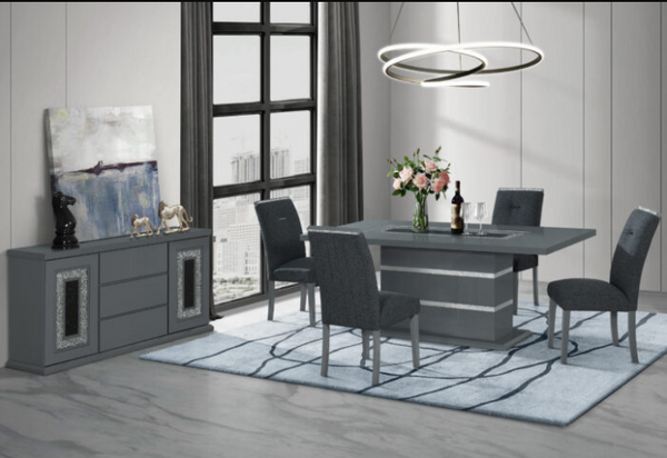 Monaco Dinning Table Dark Grey + Monaco Dinning Chair Dark Grey