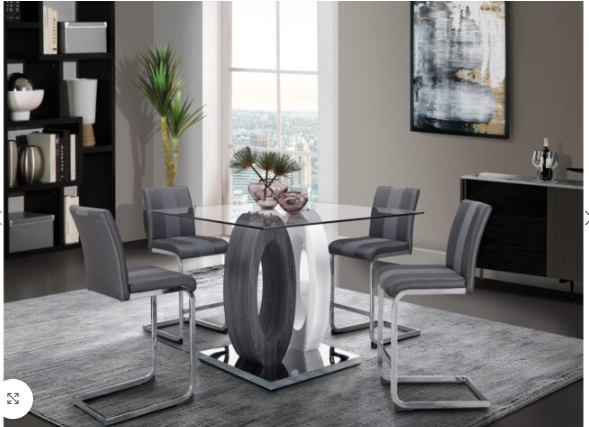 D1628 Dinning Table + D915 Dinning Chair - Grey
