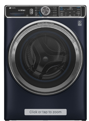 GE Profile - 5.3 Cu. Ft. Stackable Smart Front Load Washer with Steam and Ultra Fresh Vent System+ With Odor Block  - Sapphire Blue