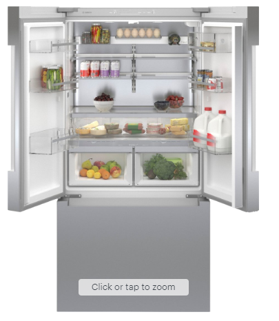 Bosch - 800 Series 22 Cu. Ft. French Door Counter-Depth Smart Refrigerator with Farm Fresh System - Stainless Steel