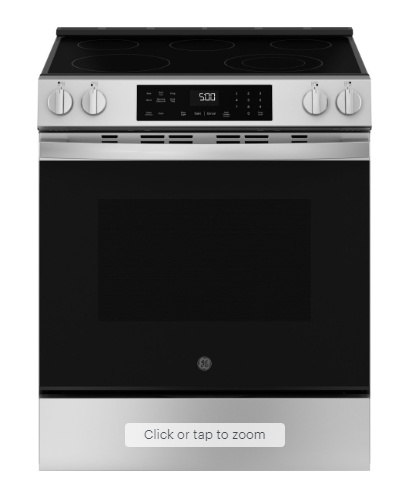 GE - 5.3 Cu. Ft. Slide-In Electric Range with Self-Clean and Steam Cleaning Option and Crisp Mode - Stainless Steel