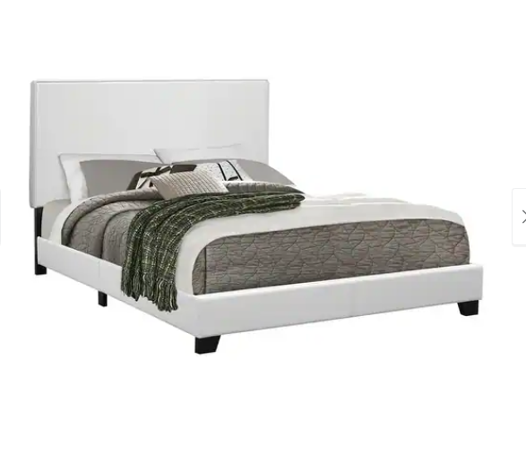 Mauve Upholstered Platform Bed - White