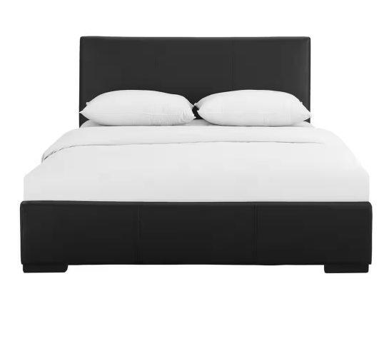 Black Fabric Queen Bed