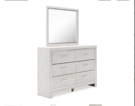Altyra Queen Panel Bookcase Bed with Mirrored Dresser