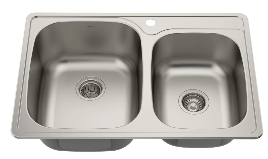 33-1/8" Drop In 60/40 Double Bowl 18 Gauge Stainless Steel Kitchen Sink