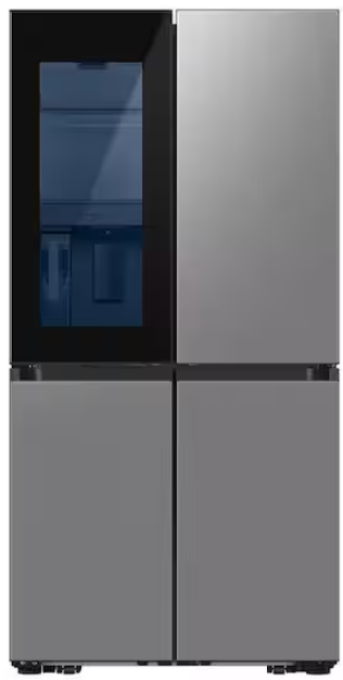 Samsung Bespoke 36 in. 29 cu. ft. Standard Depth 4 Door Flex Stainless Steel French Door Refrigerator with Charcoal Beverage Zone