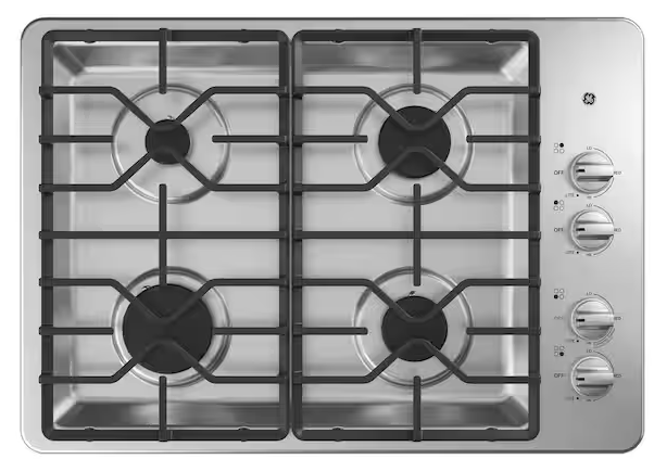 GE 30 IN GAS COOKTOP IN STEANLESS STEEL WITH 4 BURNERS INCLUDING POWER BURNERS