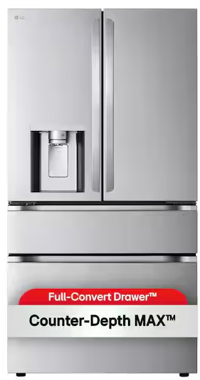 LG 26 cu. ft. SMART Counter Depth MAX French Door Refrigerator with Full Convert Drawer in PrintProof Stainless