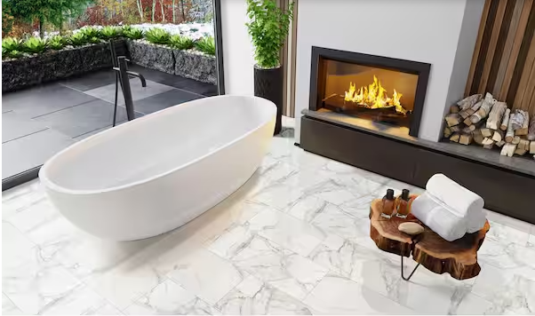 12" x 24" White Calacatta Porcelain