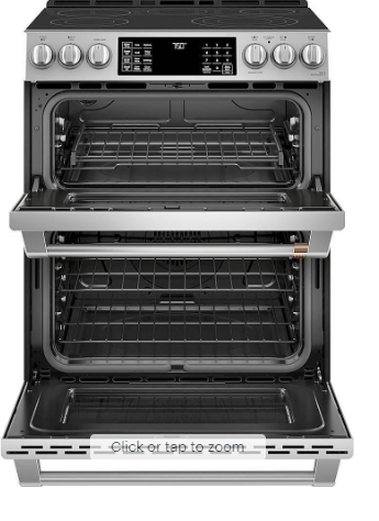 Café - 6.7 Cu. Ft. Slide-In Double Oven Electric True Convection Range with Built-In Wi-Fi, Customizable - Stainless Steel